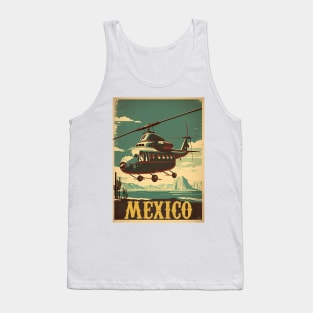 Mexico Helicopter Vintage Travel Art Poster Tank Top